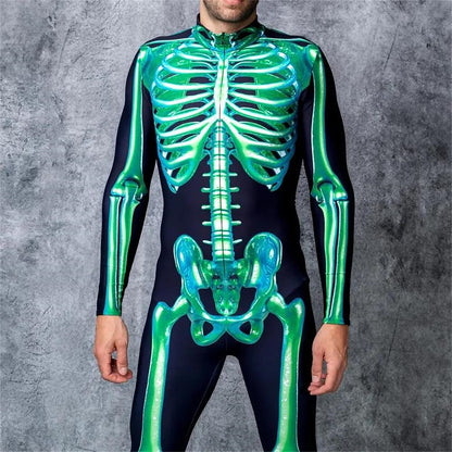 Skull Skeleton Halloween Full Body Catsuit