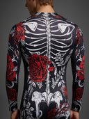 Men's Gothic Skeleton Bodysuit 2-Piece Halloween Costume Set