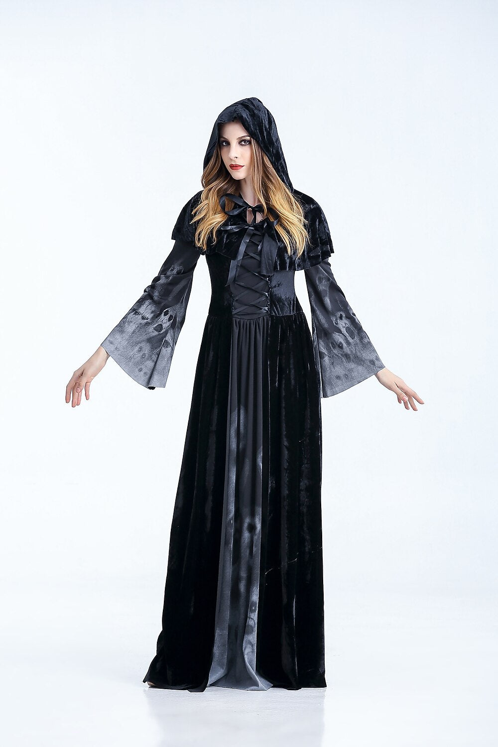 Gothic Witch Outfit with Hooded Cloak
