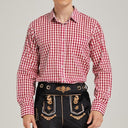 Men's Red Gingham Oktoberfest Shirt for Lederhosen