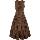Renaissance Style Sleeveless Dress with Lace-up Waist - Retrorobe