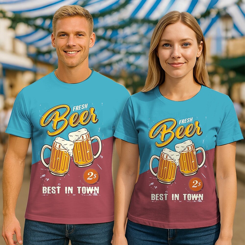 Unisex-T-Shirt mit Retro-Grafik im Oktoberfest-Stil, 1 Stück