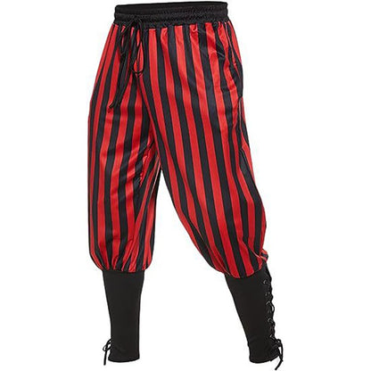 Knight Ritter Style Stripes Pants Drawstring Design