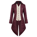 Ensemble de costume 4 pièces pour homme avec queue-de-pie victorienne à fleurs bordeaux, style gentleman