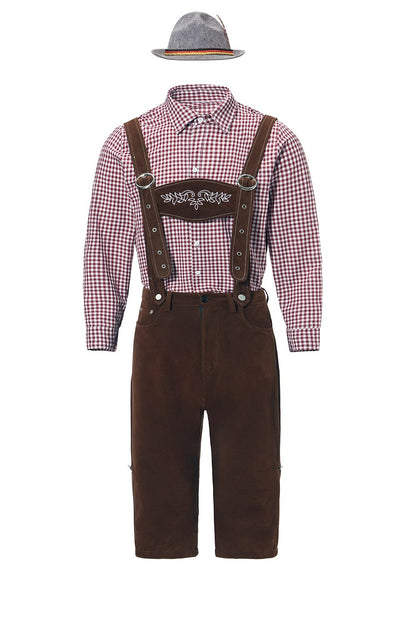 Men's Bavarian Oktoberfest Costume Set with Shirt, Suspenders and Alpine Hat