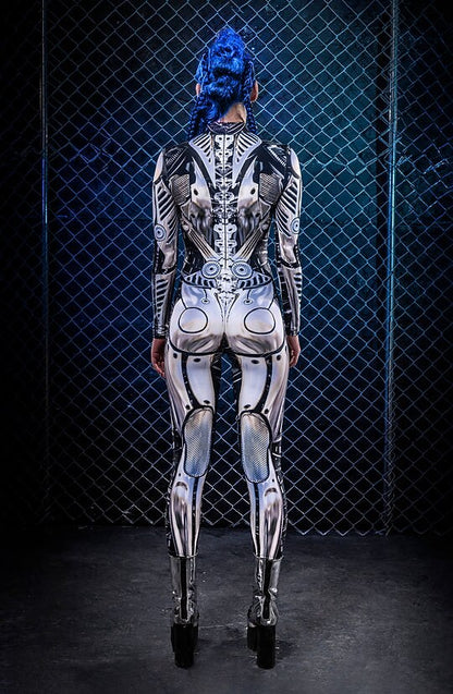 Skeleton Skull Steampunk Robot Full Body Catsuit