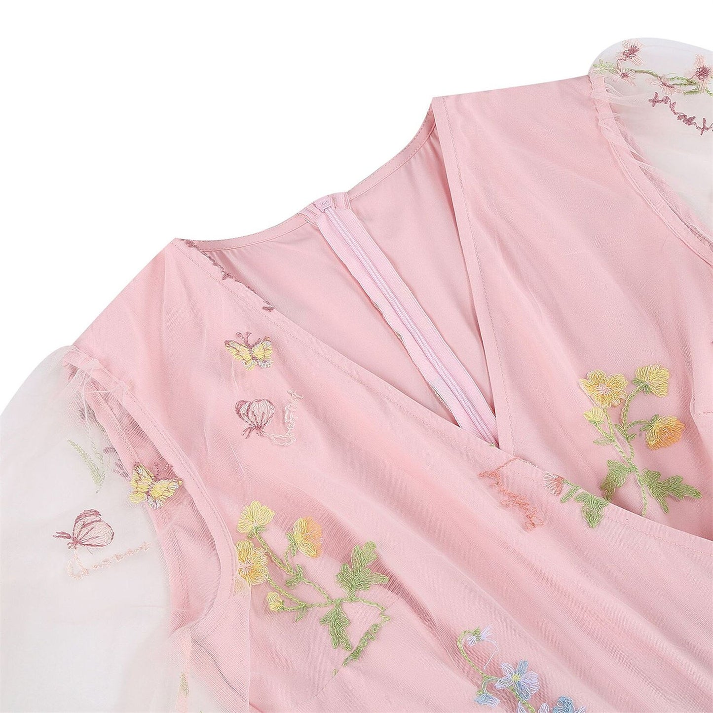 Floral Embroidered V-Neck Midi Dress