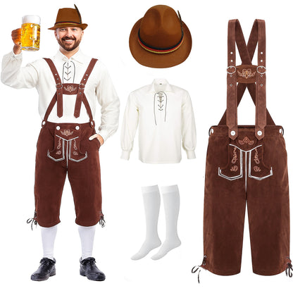 Oktoberfest Lederhosen Set with Shirt, Hat, and Socks