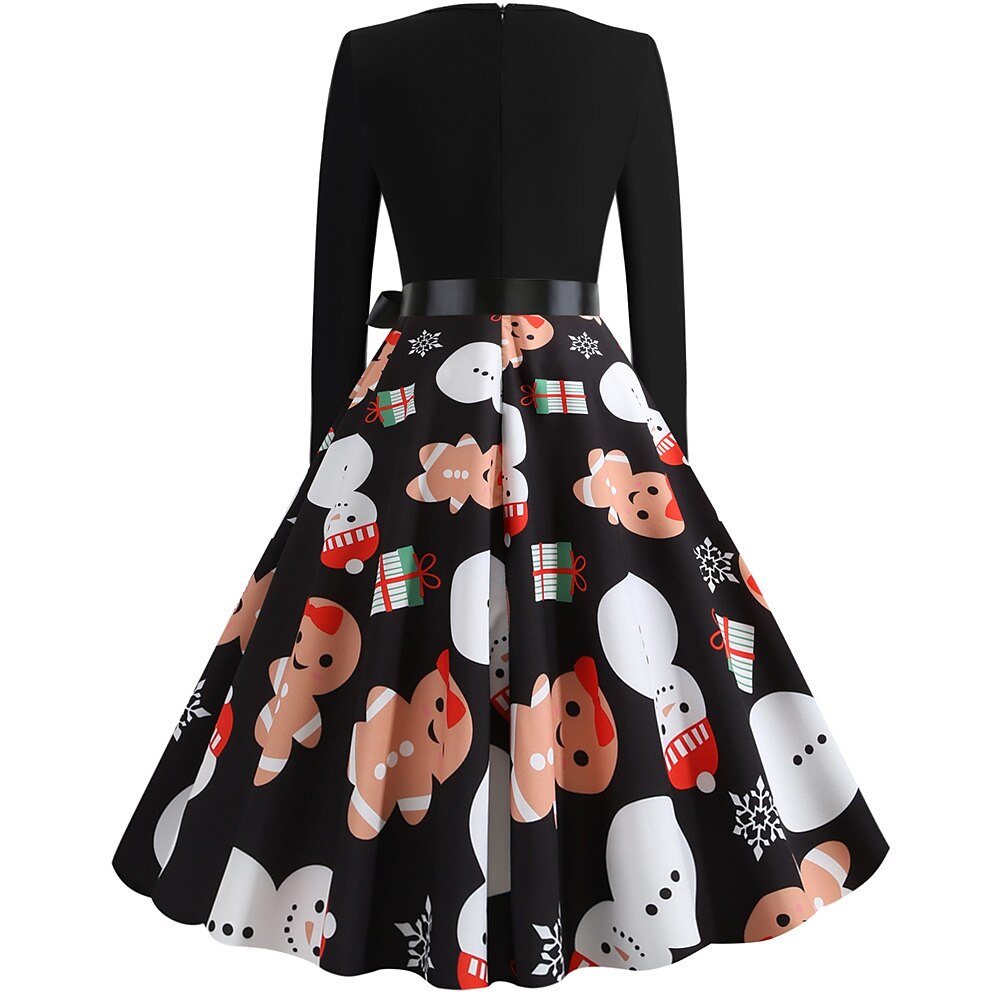 Christmas Print Fit & Flare A-Line Dress