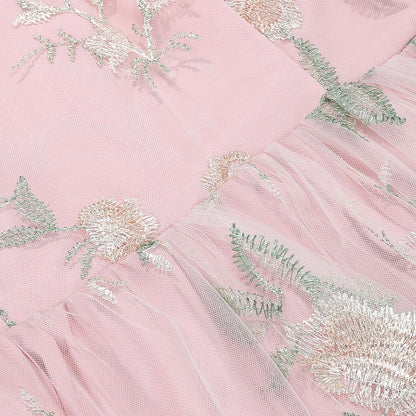 Floral Embroidered Sweetheart Midi Dress