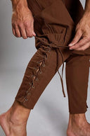 Men's Brown Pirate Costume Set with Burgundy Sash