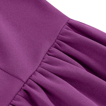 Women's 1950s Bow Tie Neck Long Sleeve A-Line Dress