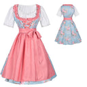 Oktoberfest Pink Floral Dirndl Dress with Apron and Blouse - Retrorobe