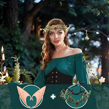 Medieval Elven Style Women's Cosplay Dress & Headwear Set