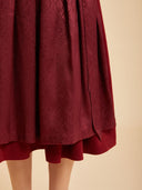 Premium Burgundy Jacquard Oktoberfest Dirndl & White Lace Blouse Set