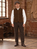 Men's Brown Heritage Vest & Newsboy Cap 2-Piece Set