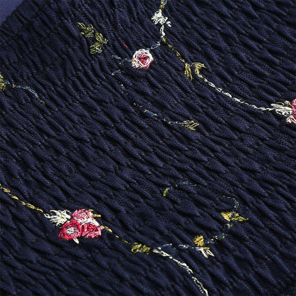 Embroidered Tie Strap Midi Dress