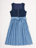 Women’s Oktoberfest Navy & Sky Blue Midi Dirndl Dress with Apron