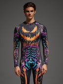 Men's Neon Jack-O'-Lantern Skeleton Halloween Bodysuit