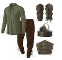 Pirat & Wikinger Stil Outfit Set: Hemd, Hose, Taillengürtel  