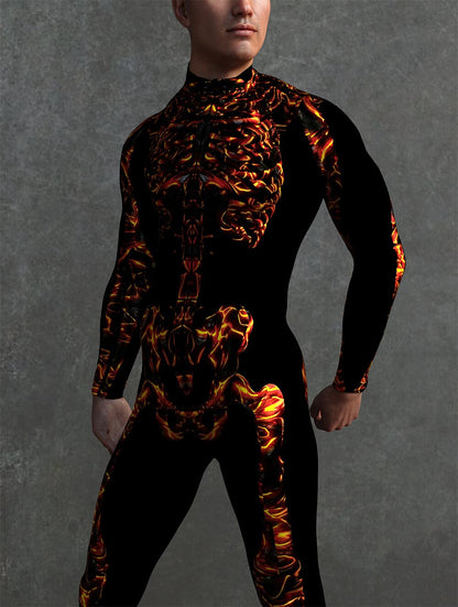 Men's Fire Style Skeleton Bodysuits