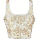 Victorian Style Jacquard Lace-up U-Back Corset - Retrorobe