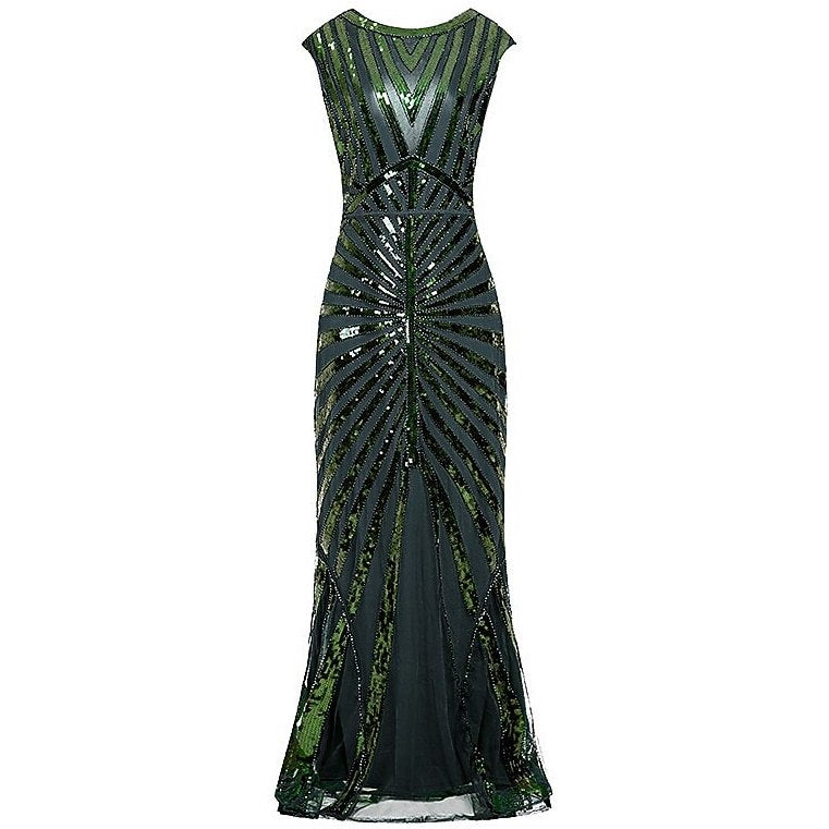 Sequined Green Evening Gown