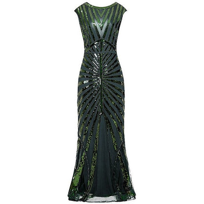 Sequined Green Evening Gown