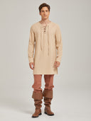 Men's Beige Medieval Peasant Tunic Costume Set