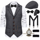 Men's Charcoal Grey 1920s Heritage Gentleman 7-Piece Set