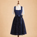 Premium Navy Sequin Oktoberfest Dirndl & White Lace Blouse Set