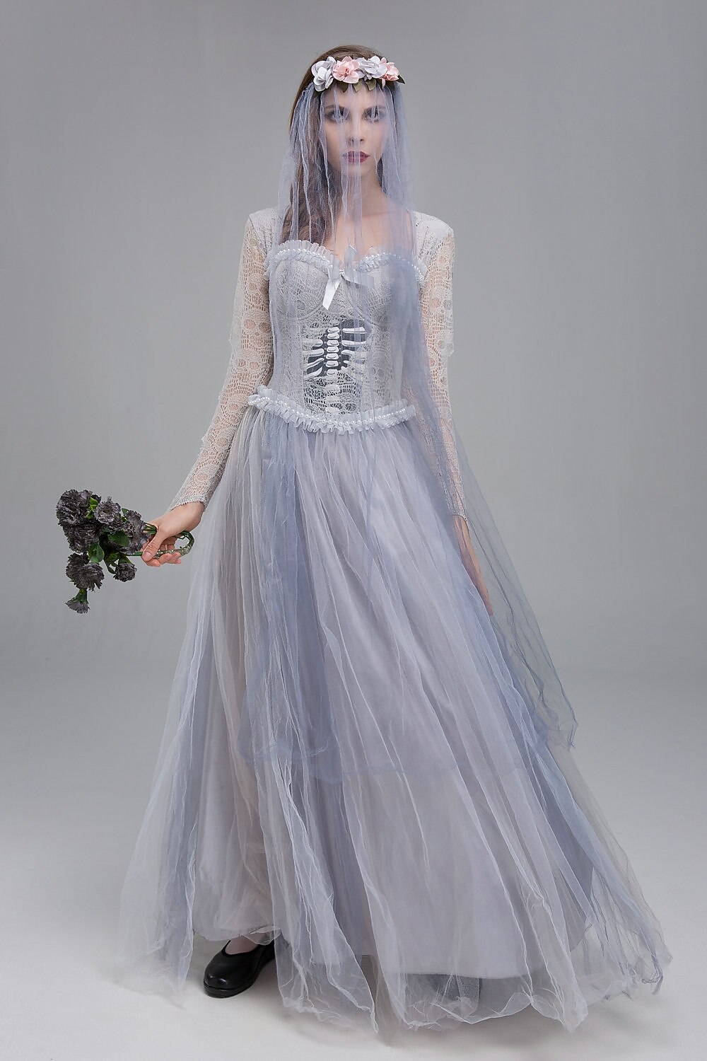 Ghost Bride Skeleton Lace Tulle Dress