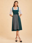 Premium Teal Green Oktoberfest Dirndl & White Lace Blouse Set