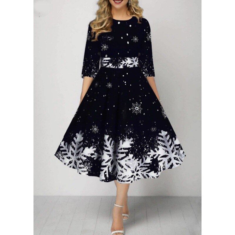 Christmas Vintage Snowflake Swing Dress