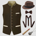 Men's 1920s Gatsby Vest & Fedora 6-Piece Vintage Set