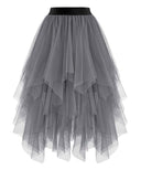 Women's Red and Black Gothic High-Low Tulle Skirt
