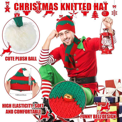 Christmas Elf Knitted Hats Scarf Set