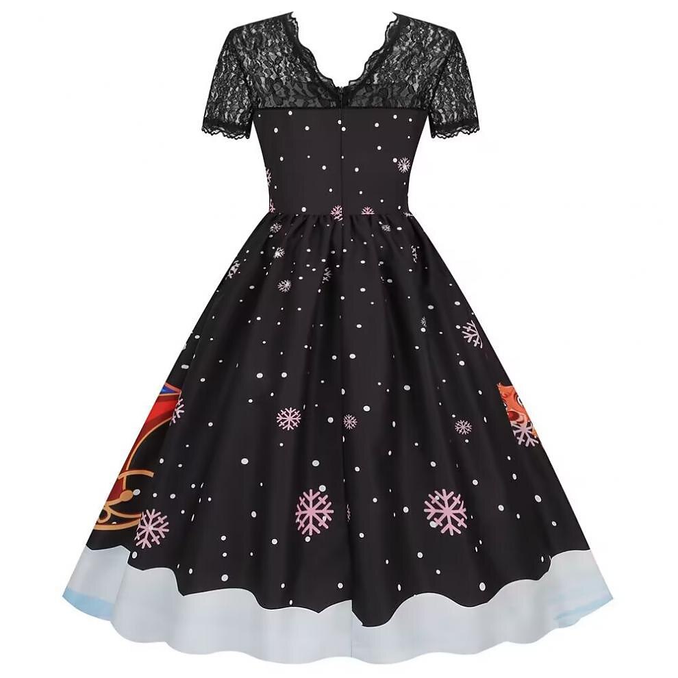 Christmas Vintage Lace Swing Dress