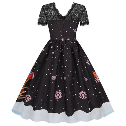 Christmas Vintage Lace Swing Dress
