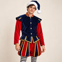 4-teiliges Weihnachts-Elfenkostüm-Set für Herren in Blau und Rot