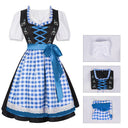 Oktoberfest Gingham Floral Dirndl Dress Set with Apron and Blouse - Retrorobe