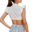 Oktoberfest Women's White Dirndl Blouse with Ruffle Sleeves - Retrorobe