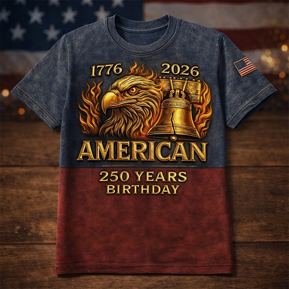 Men's American 250th Eagle Liberty Bell Printed T-shirt