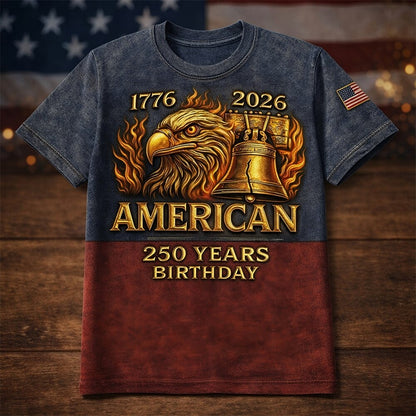 Men's American 250th Eagle Liberty Bell Printed T-shirt