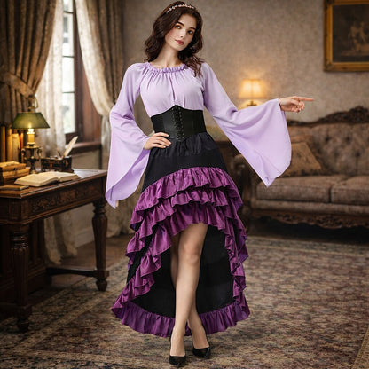 Medieval Pirate Set with Blouse Skirt Waspie Corset Belt