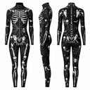 Leotard da donna di Halloween gotico con scheletro e ragnatele