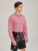 Men's Red Gingham Oktoberfest Shirt for Lederhosen