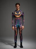 Men's Neon Jack-O'-Lantern Skeleton Halloween Bodysuit