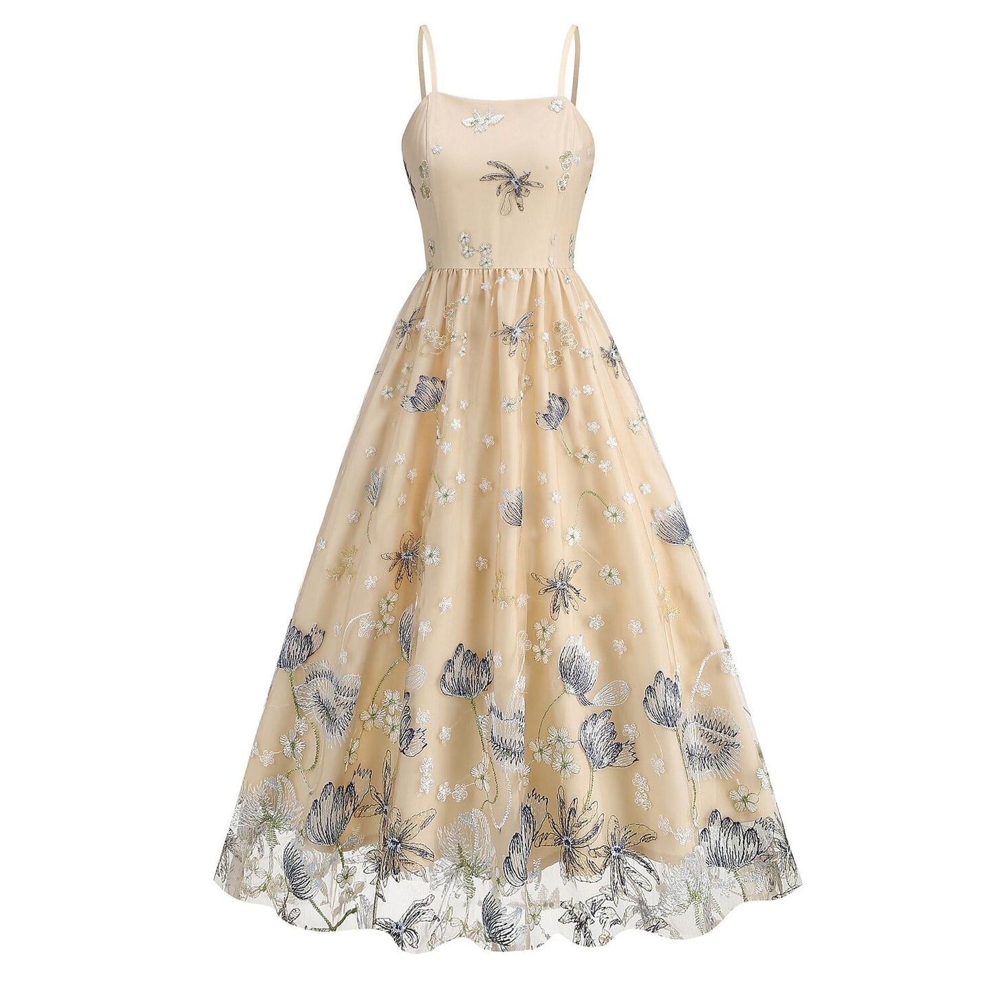 Floral Embroidered Midi Dress