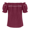 Renaissance Crew Neck Off Shoulder Lace-up Tops - Retrorobe